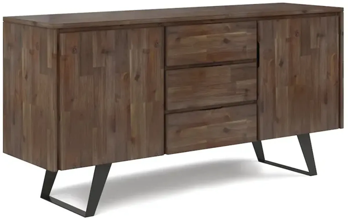 Simpli Home Lowry Solid Acacia Wood Sideboard Buffet In Rustic Natural Aged Brown