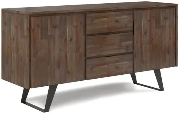 Simpli Home Lowry Solid Acacia Wood Sideboard Buffet In Rustic Natural Aged Brown