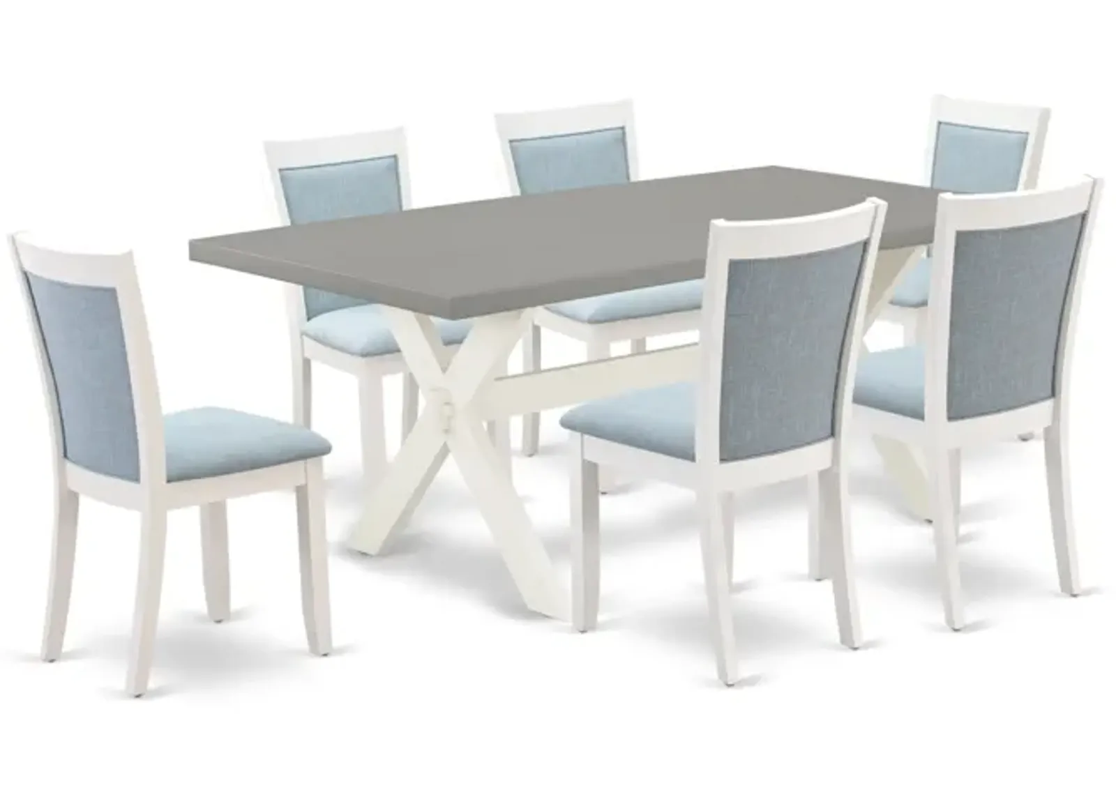 East West Furniture X097MZ015-7 7Pc Dining Set - Rectangular Table and 6 Parson Chairs - Multi-Color Color