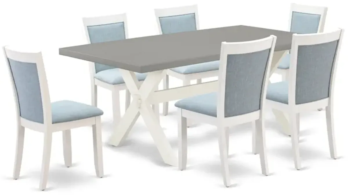 East West Furniture X097MZ015-7 7Pc Dining Set - Rectangular Table and 6 Parson Chairs - Multi-Color Color