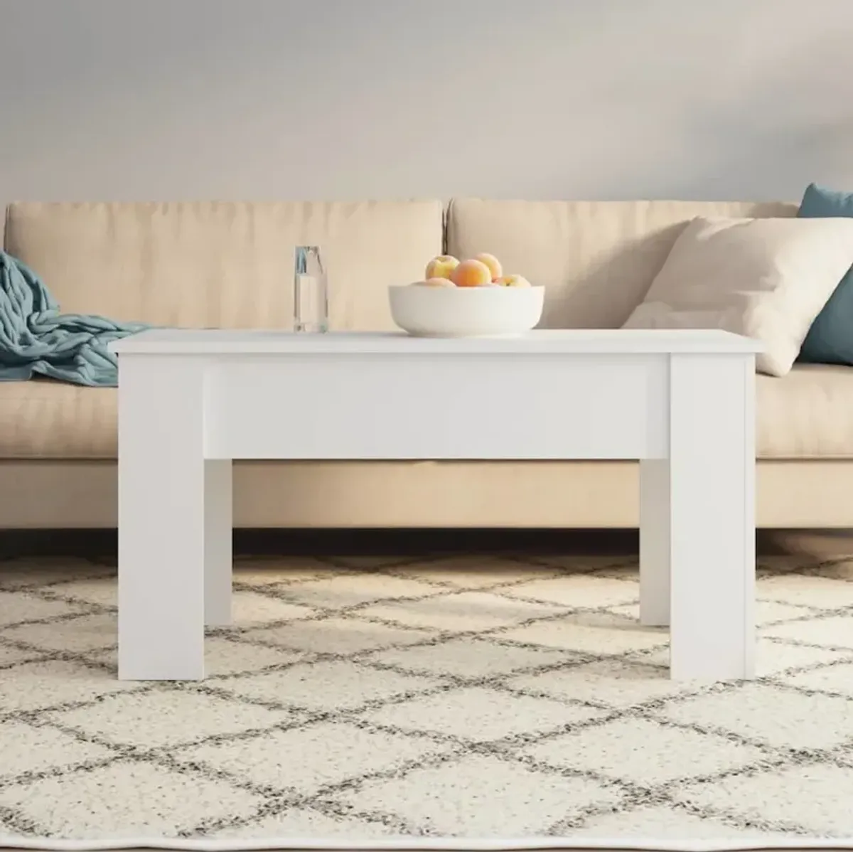 Coffee Table White 39.8"x19.3"x20.5" Engineered Wood