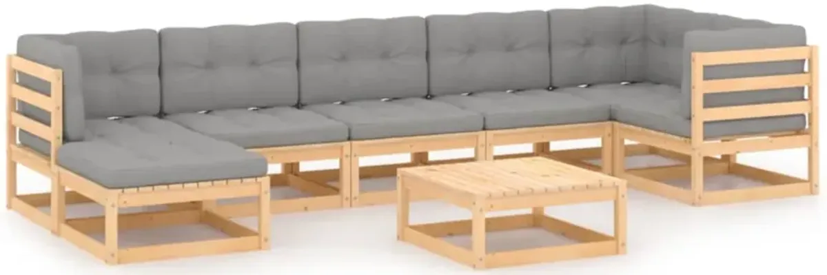 vidaXL 8 Piece Garden Lounge Set with Cushions Solid Pinewood