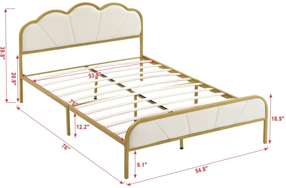 Merax Metal Platform Bed with Upholstered Headboard