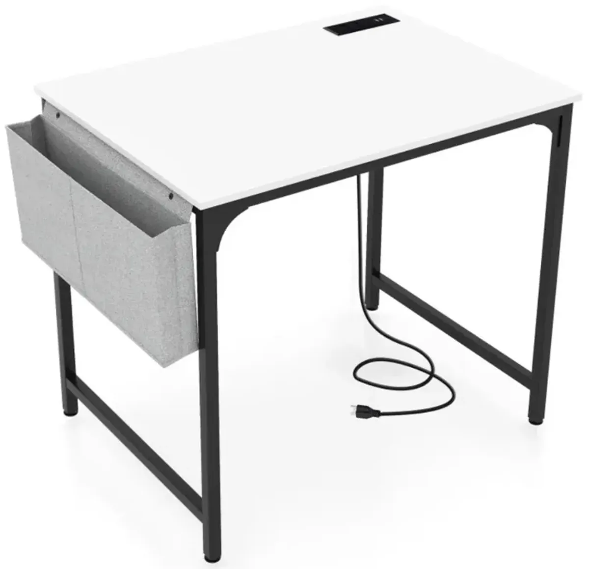 Hivvago 32 Inch Home Office Desk with Charging Station Storage Bag and Headphone Hook