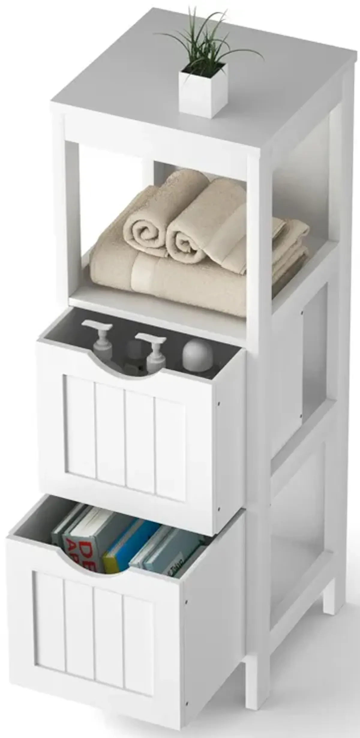 Floor Multifunction Bathroom Storage Organizer Rack with 2 Drawers