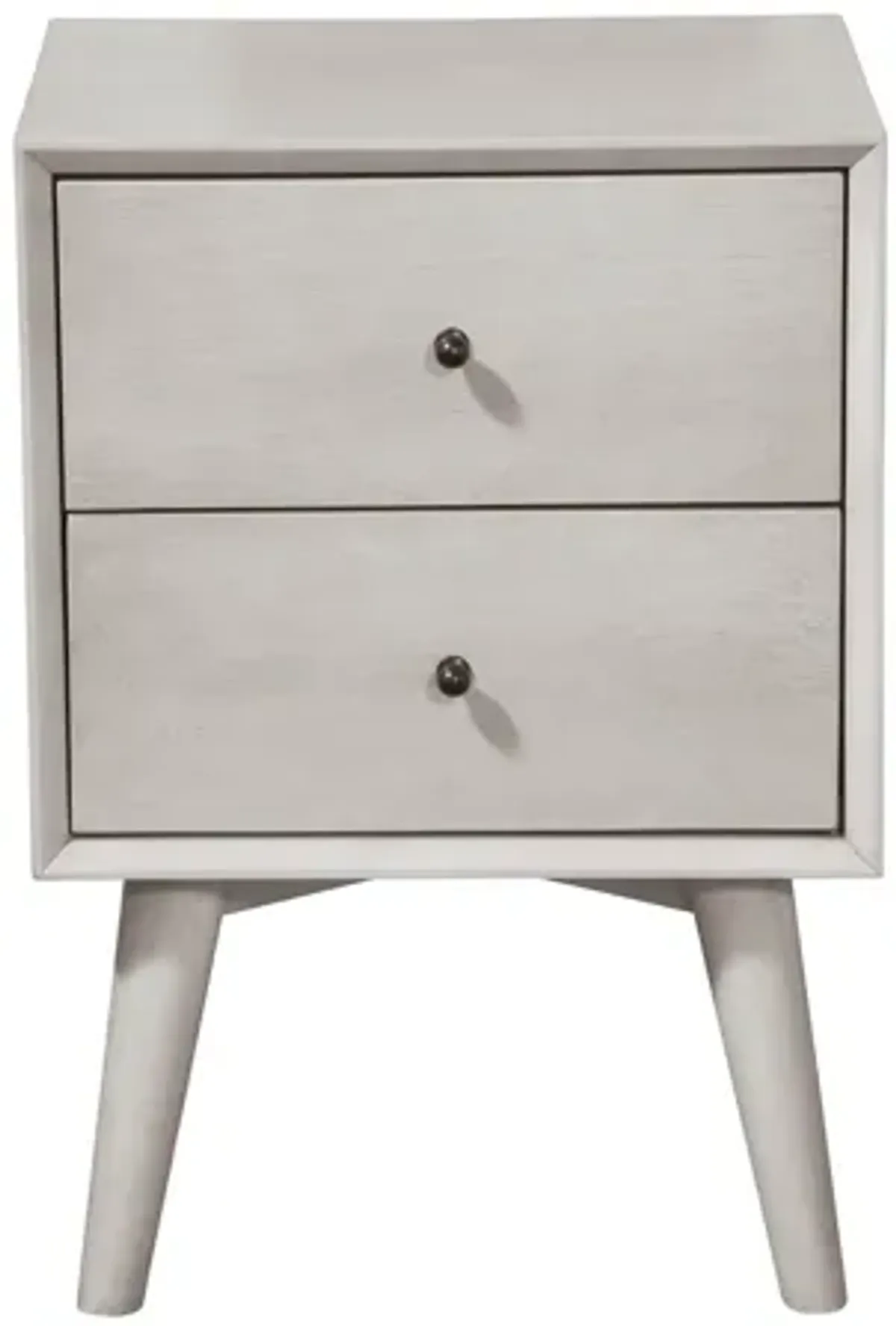 Flynn Mid Century Modern 2 Drawer Nightstand, Gray