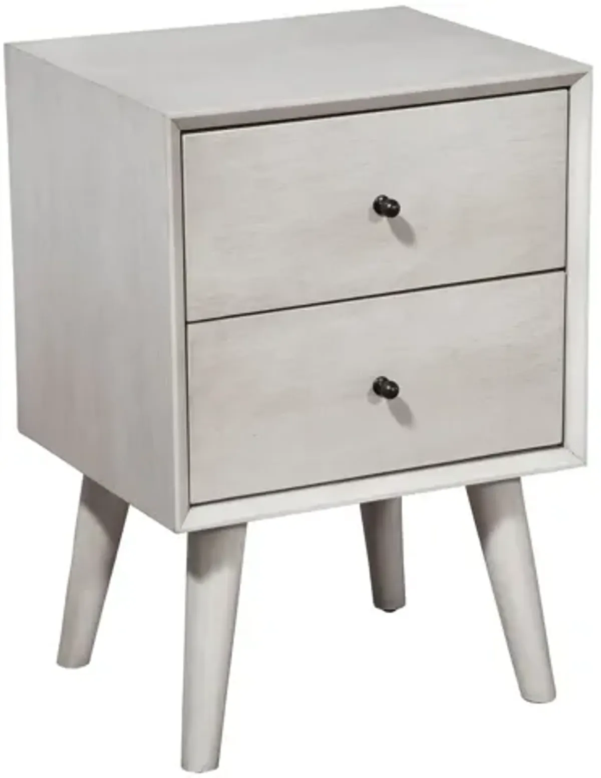 Flynn Mid Century Modern 2 Drawer Nightstand, Gray