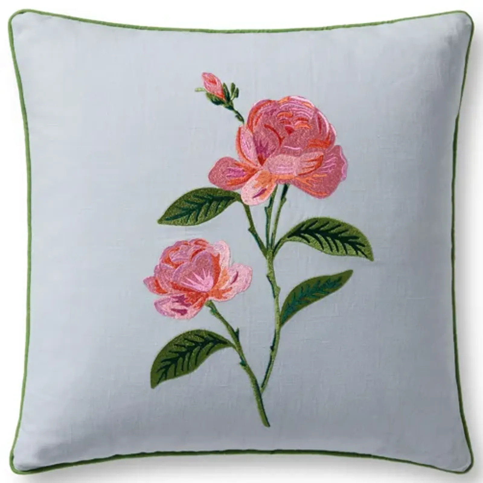 Garden Rose Blue/Multi 18''x18'' Polyester Pillow by Rifle Paper Co. x Loloi