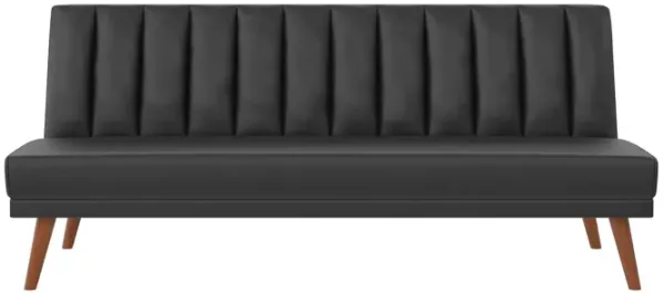 Novogratz Brittany Armless Futon, Black Faux Leather