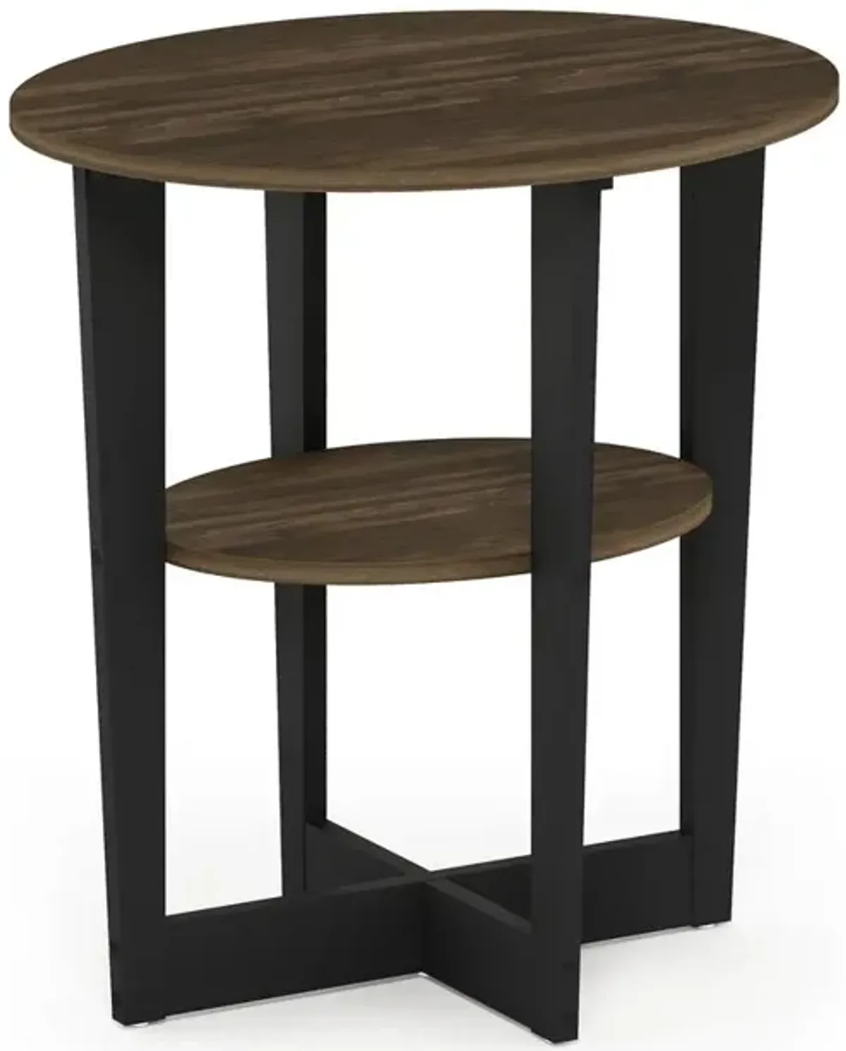 Furinno JAYA Oval End Table, Columbia Walnut/Black