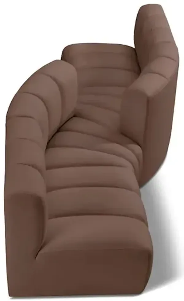 Meridian Furniture Arc Brown Vegan Leather Modular Sofa