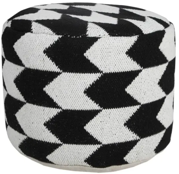 Hivvago 18 Inch Black Cylinder Chevron Pouf Ottoman