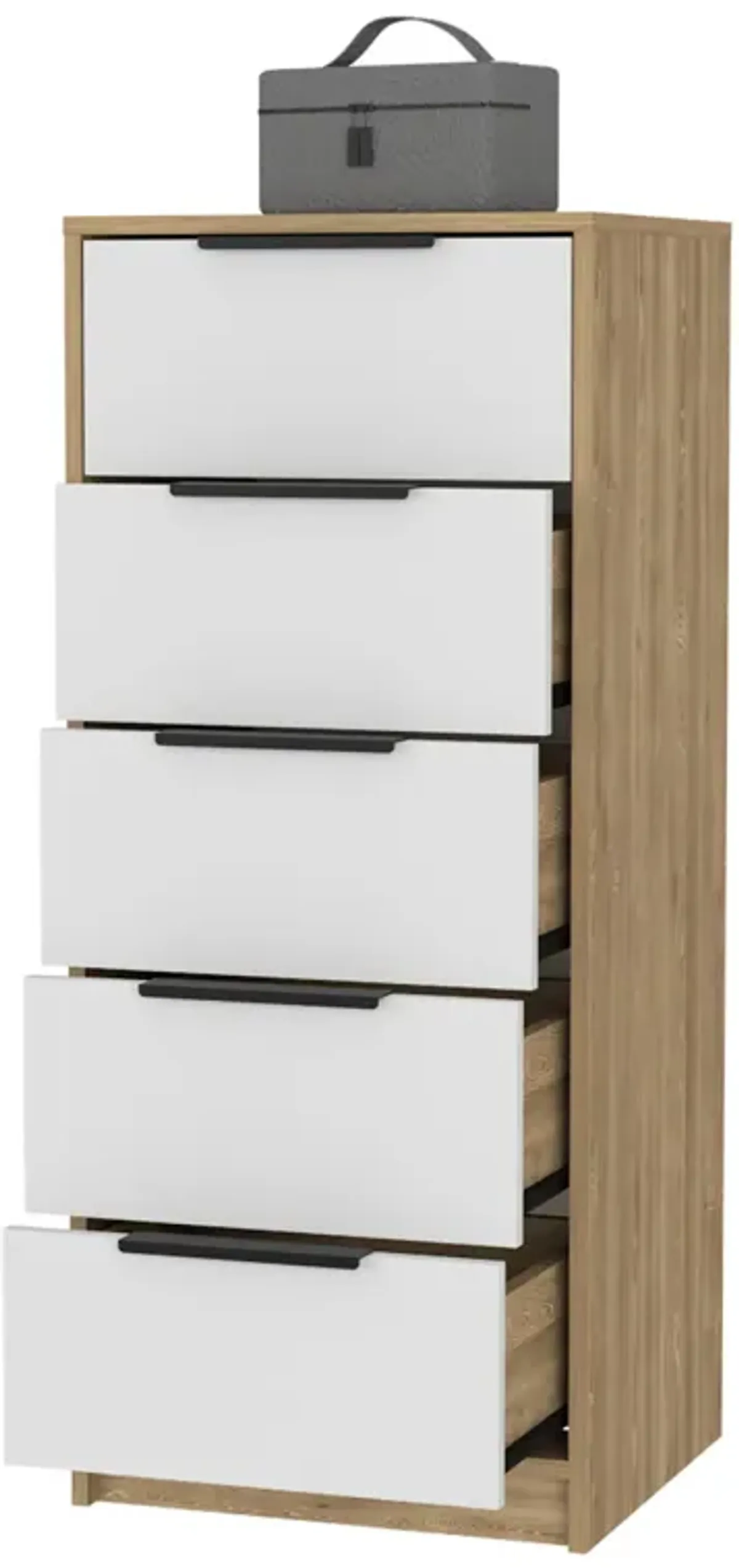 Kaia 5 Drawer Dresser, Vertical Dresser - White Pine