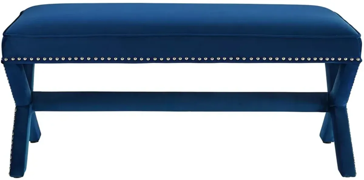 Rivet Performance Velvet Bench-Benzara