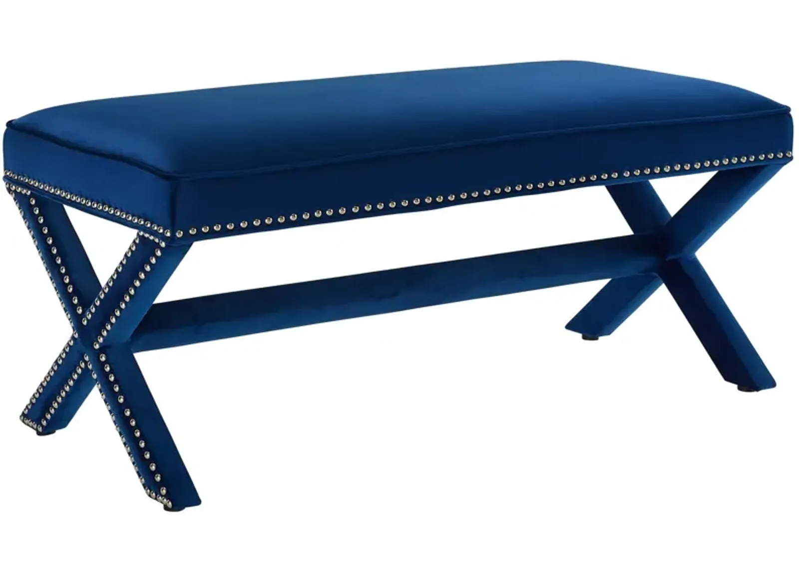 Rivet Performance Velvet Bench-Benzara