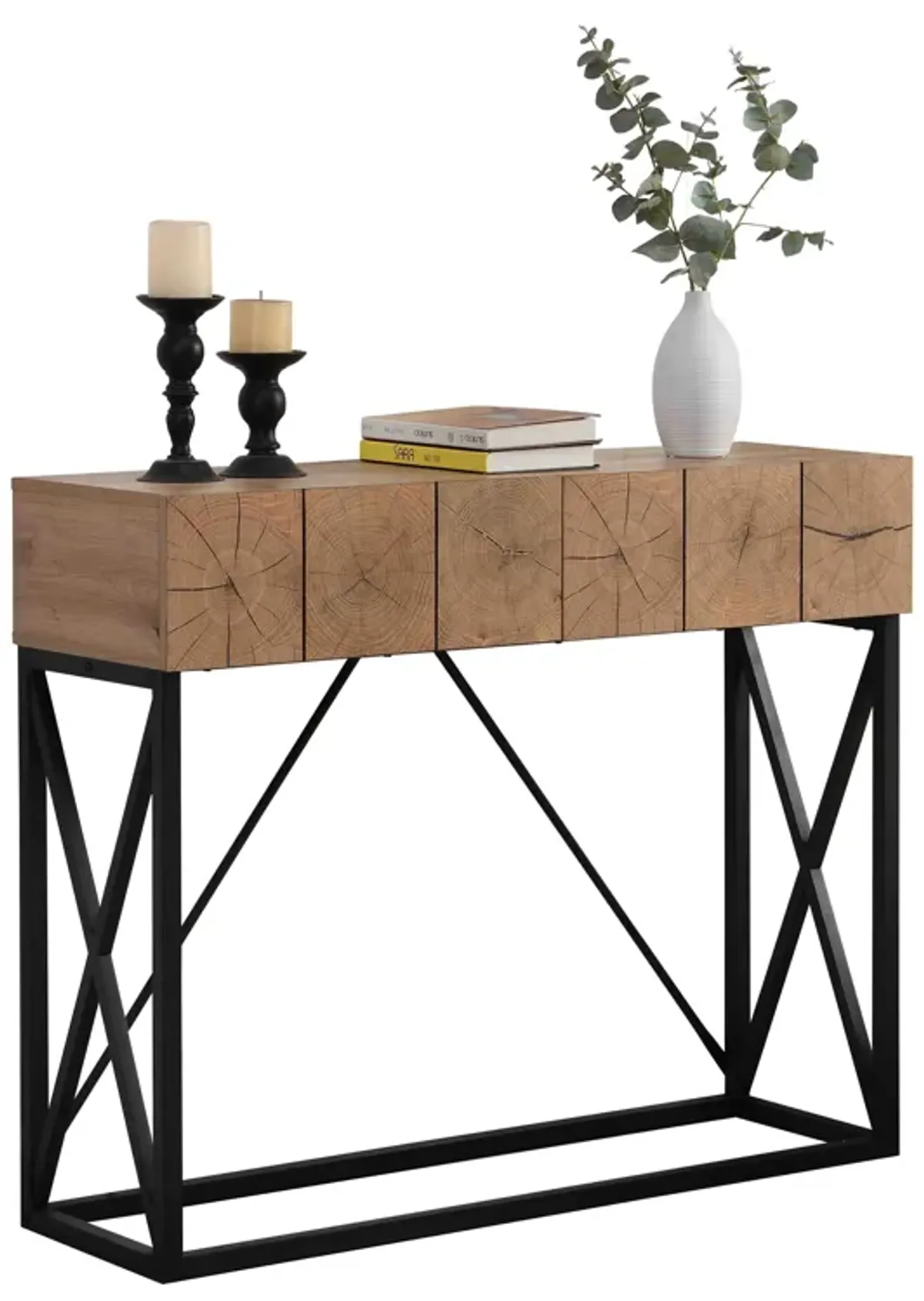 Gewnee 43.31'' Luxury Wood Sofa Table, Industrial Console Table