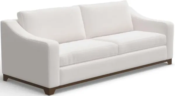 Umey Sofa, 2 Throw Pillows, Modern Clean White Polyester, Solid Wood - Benzara