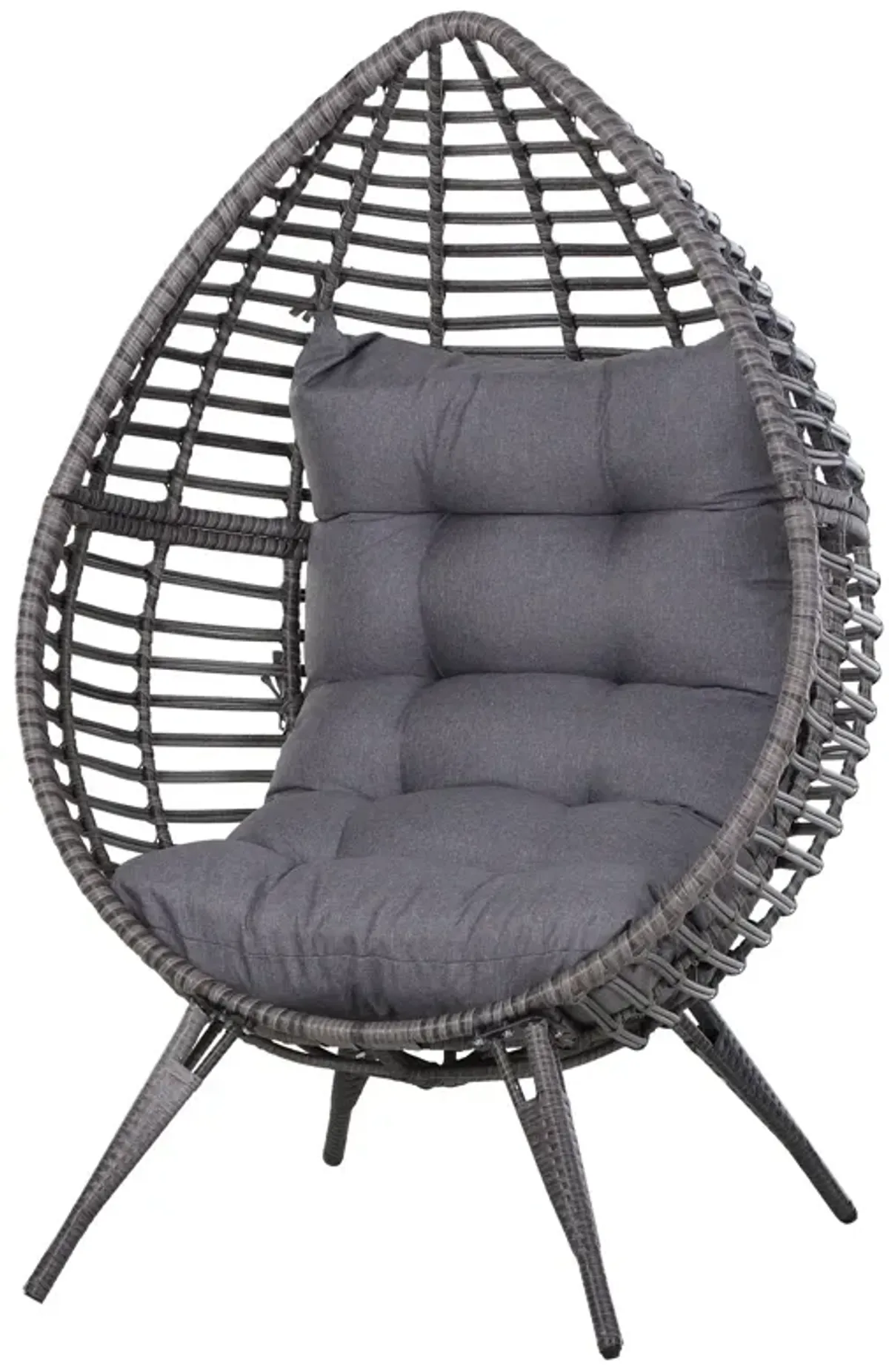 Grey Garden Cocoon: Patio Wicker Egg Chair with Soft Cushion