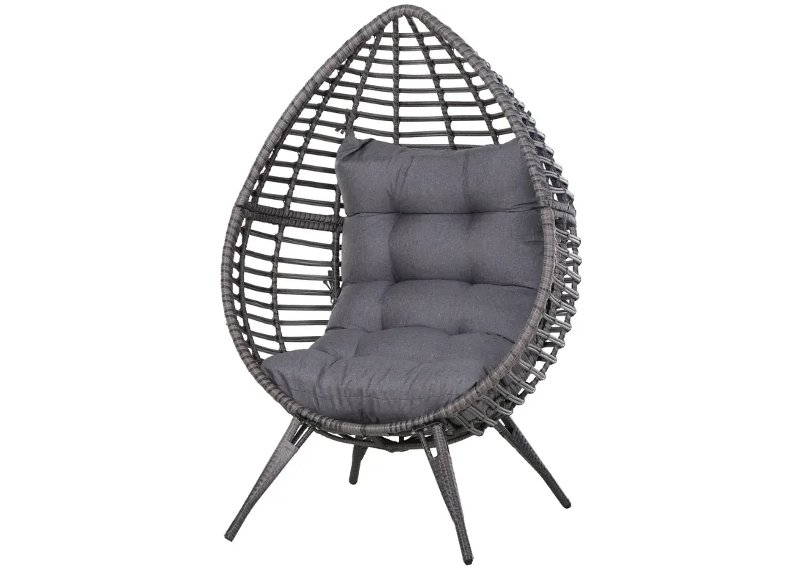 Grey Garden Cocoon: Patio Wicker Egg Chair with Soft Cushion