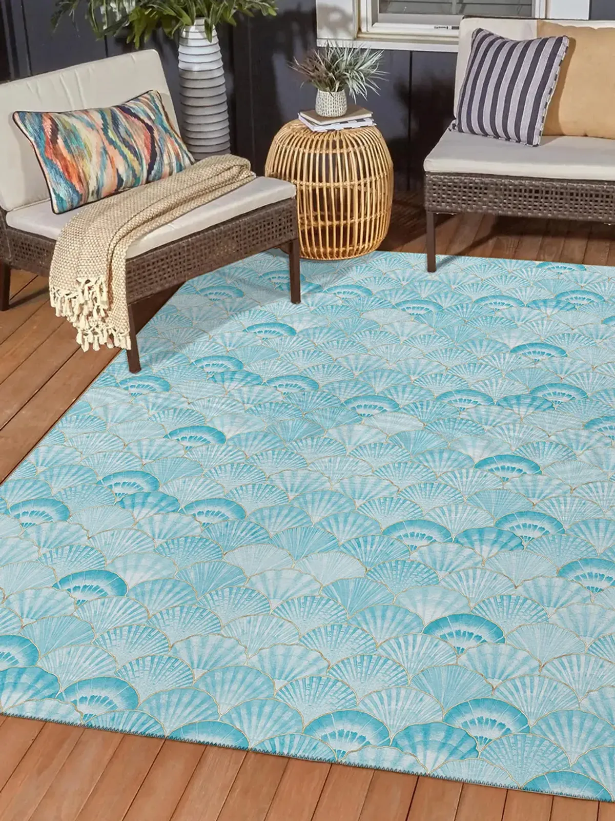 Seabreeze SZ2 Teal 3' x 5' Rug