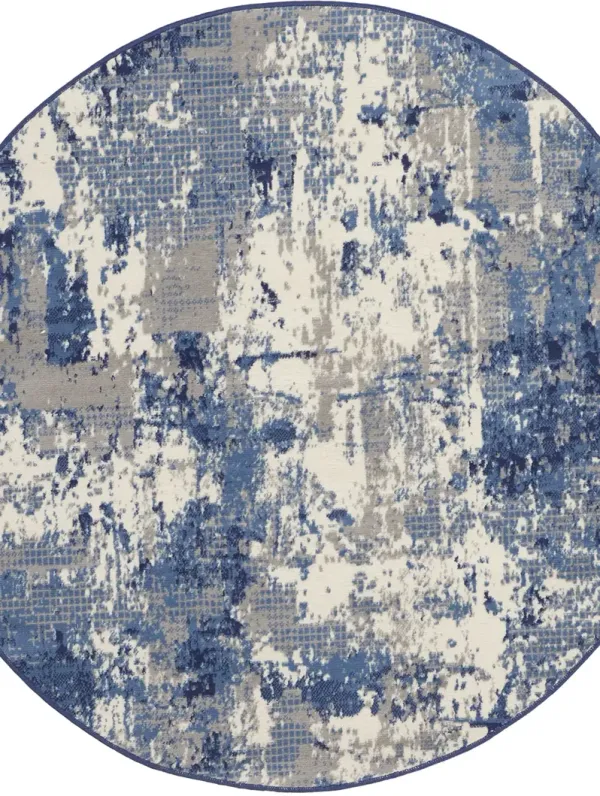 Grafix GRF38 Navy/Blue 4' x Round Rug