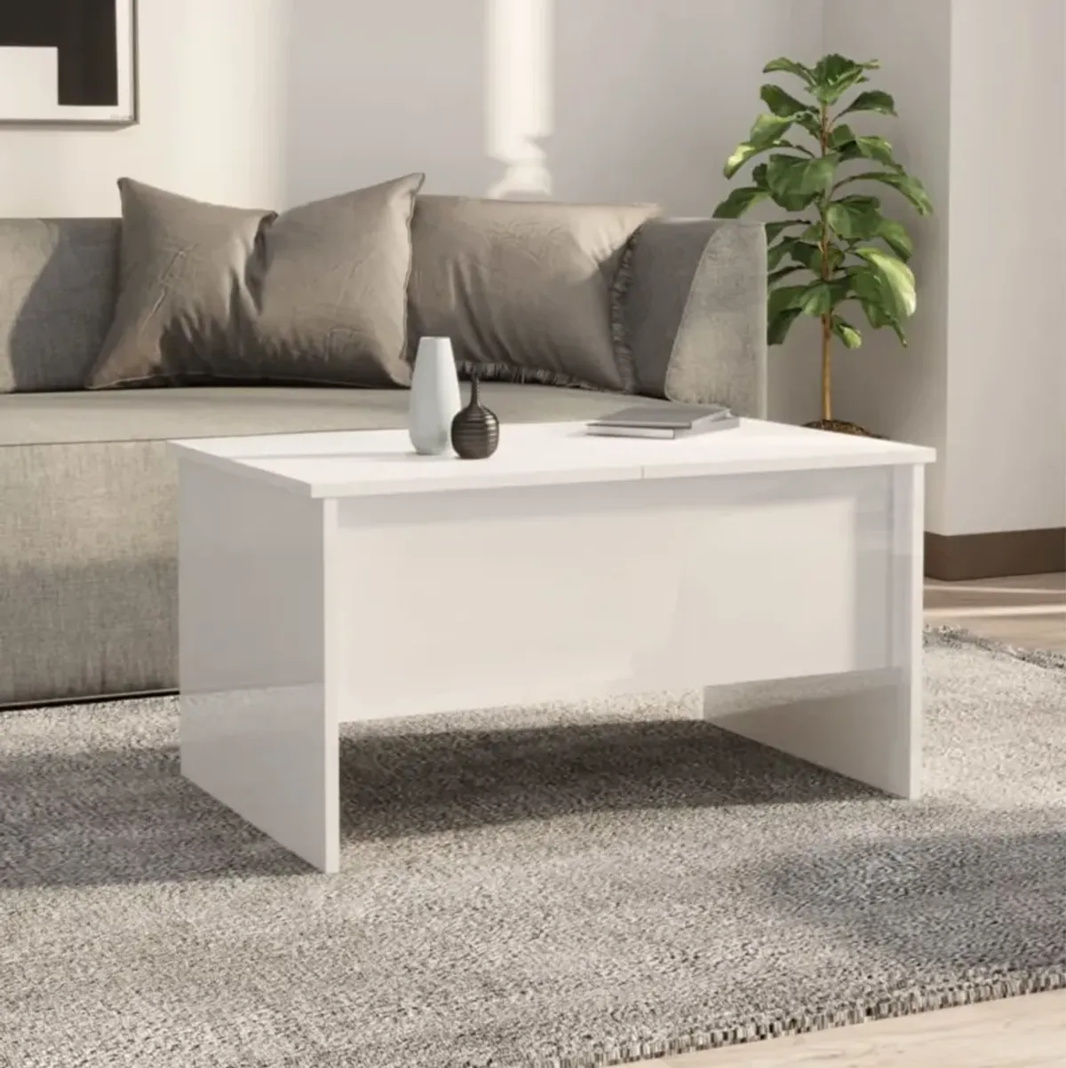 vidaXL Coffee Table High Gloss White 31.5"x19.7"x16.7" Engineered Wood