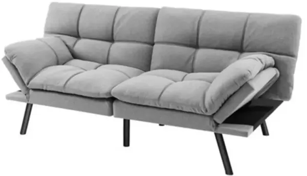 Modern Mid-Century Imitation Linen Upholstered Futon Sleeper Sofa Bed