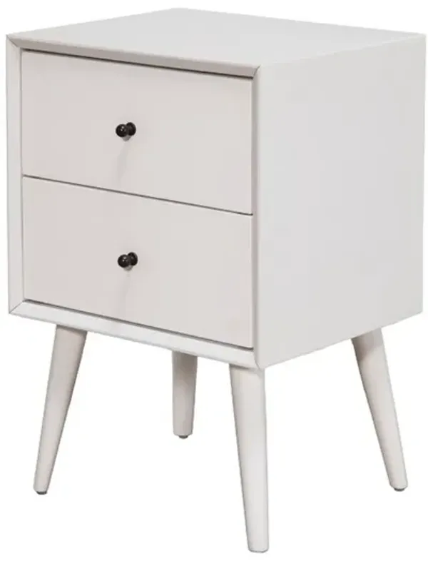 Flynn Mid Century Modern 2 Drawer Nightstand, White