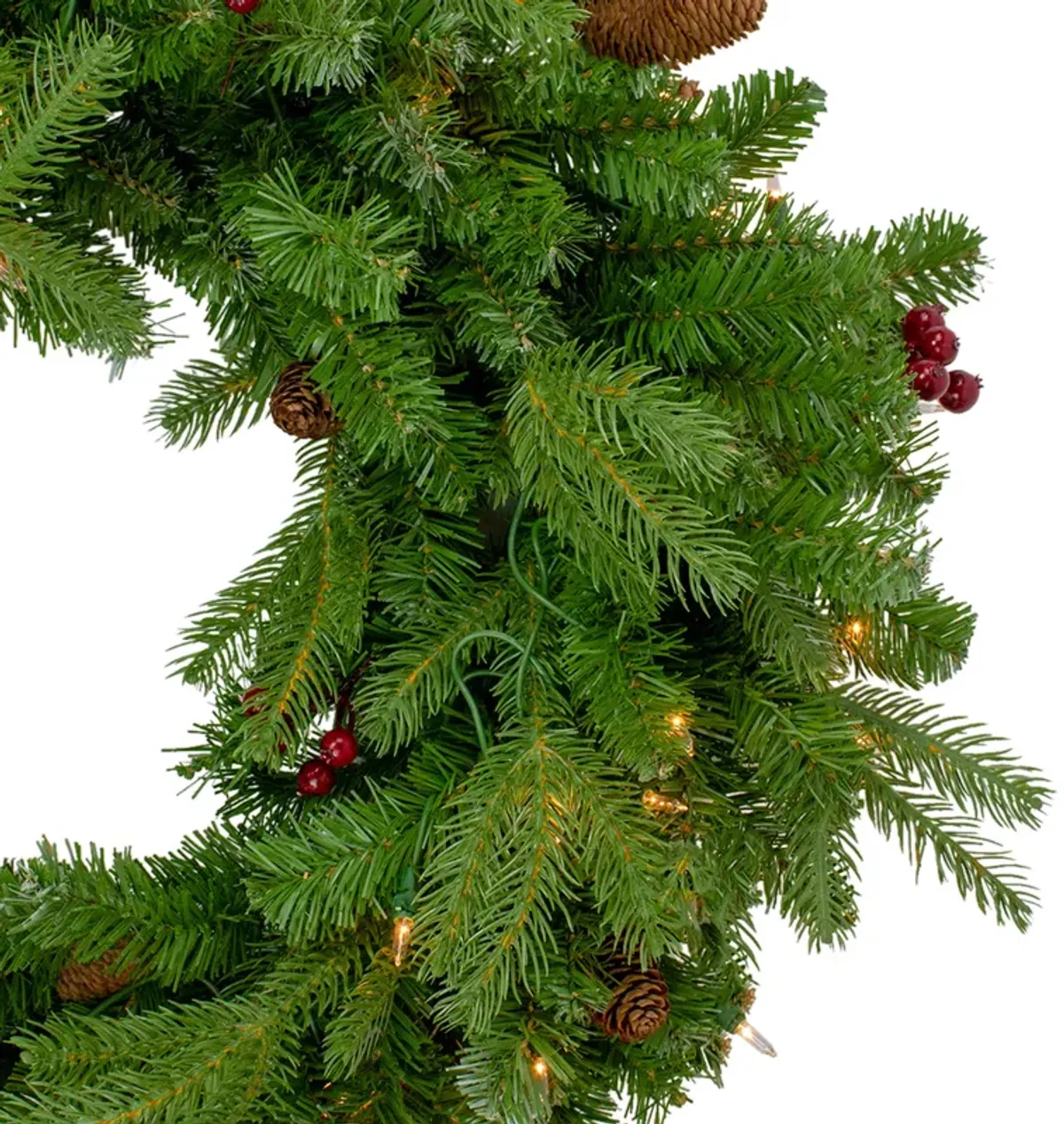 Pre-Lit Mixed Winter Berry Pine Artificial Christmas Wreath - 24-Inch  Clear Lights