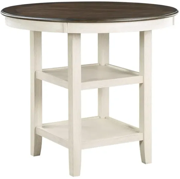 1 Piece Counter Height Table With 2X Display Shelves Transitional Style Furniture