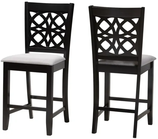 Baxton Studio Abigail Cream Fabric Wood 2-Piece Counter Stool Set