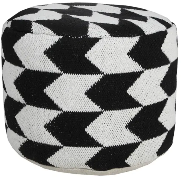 Cotton Blend Pouf Ottoman for Living Room Seating and Home Decor