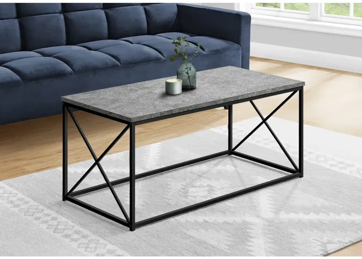 Monarch Specialties I 3785 Coffee Table, Accent, Cocktail, Rectangular, Living Room, 40"L, Metal, Laminate, Grey, Black, Contemporary, Modern