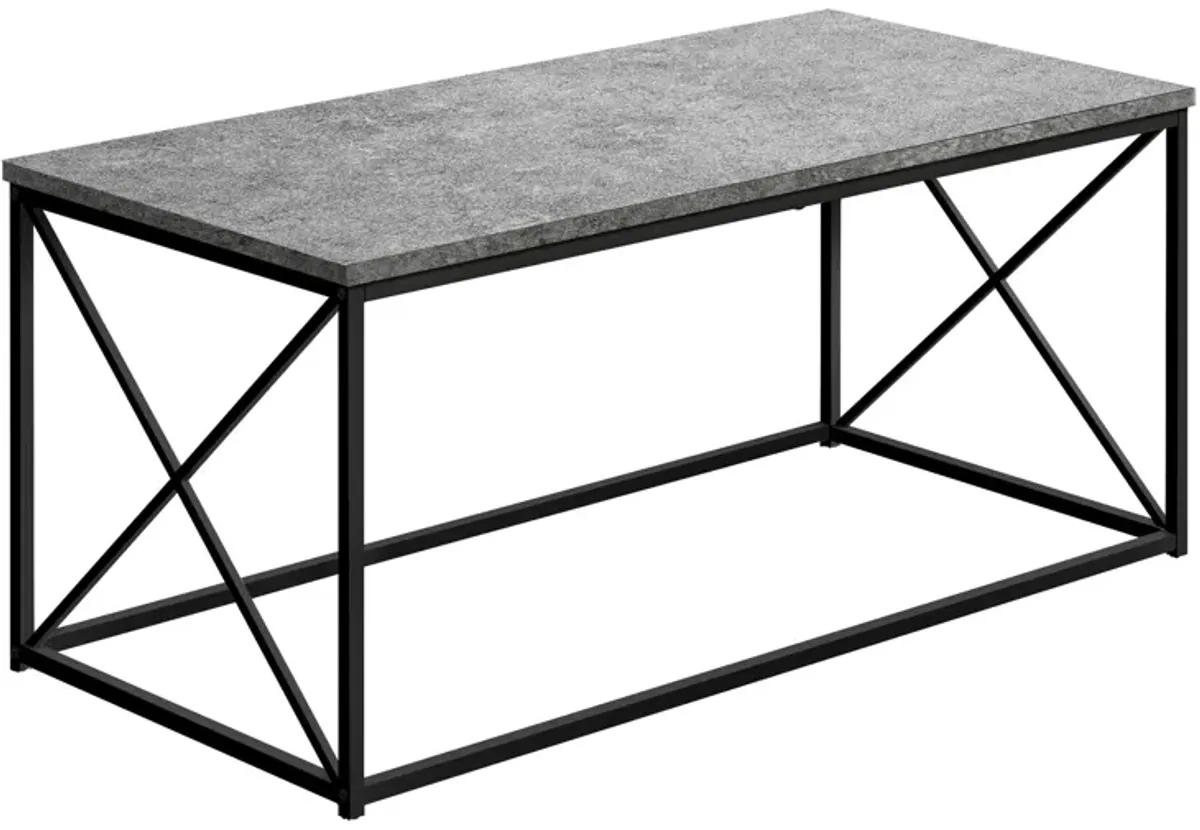 Monarch Specialties I 3785 Coffee Table, Accent, Cocktail, Rectangular, Living Room, 40"L, Metal, Laminate, Grey, Black, Contemporary, Modern