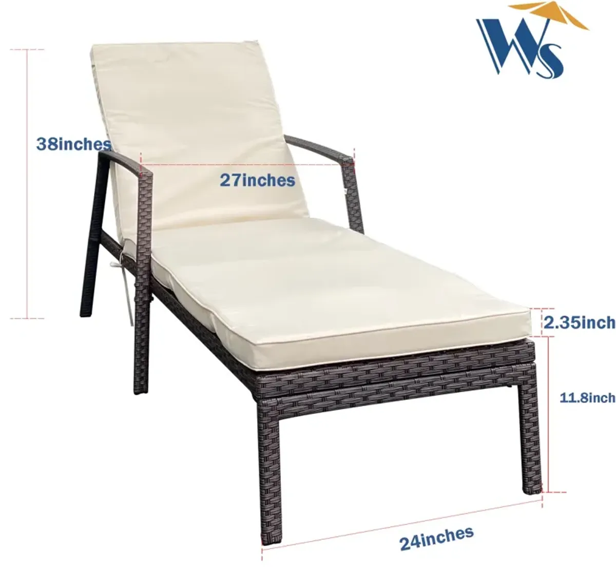 Outdoor Patio Lounge Chairs Rattan Wicker Patio Chaise Lounges Chair Brown