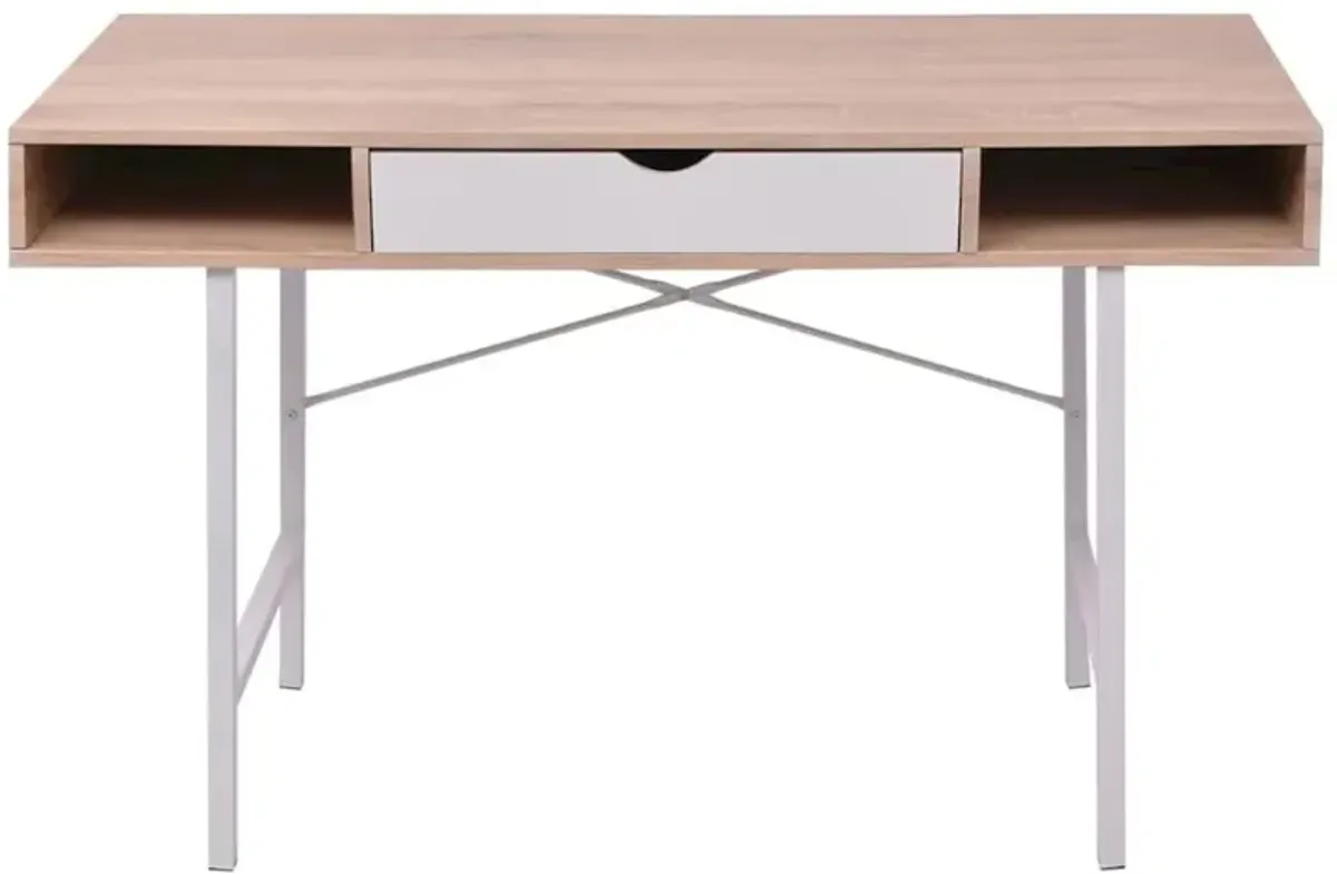 vidaXL Desk with 1 Drawer Oak and White , 20135