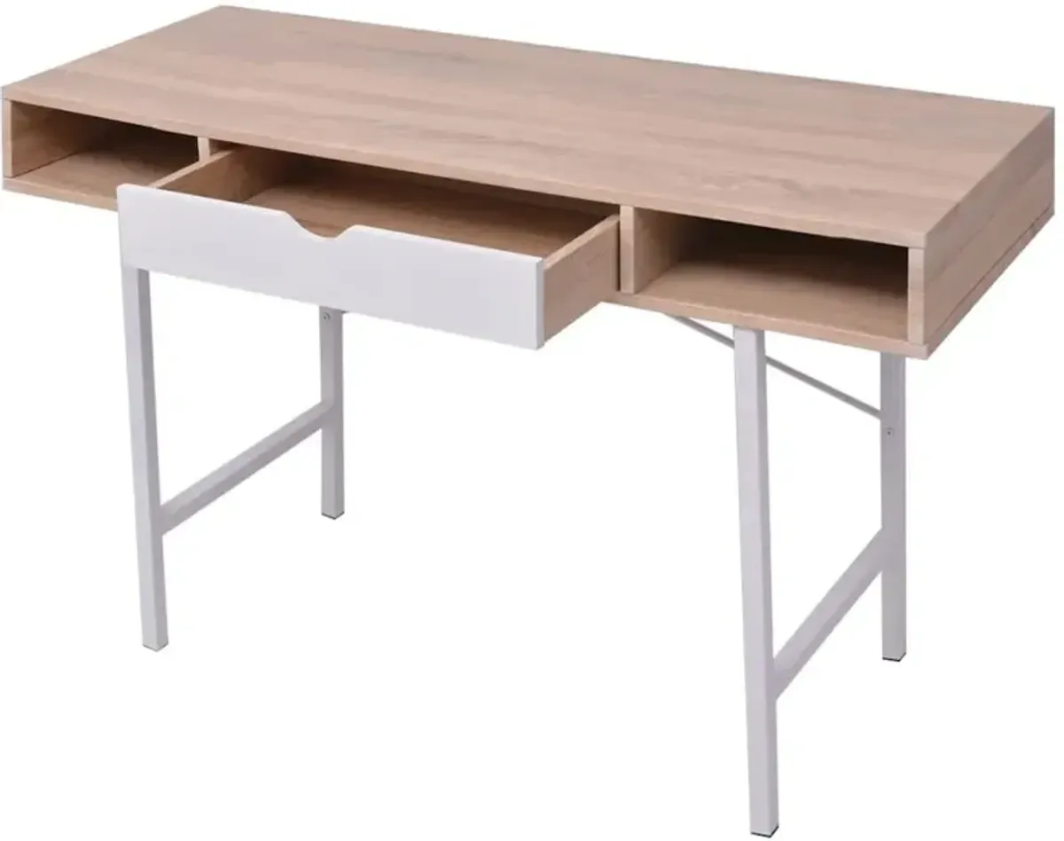 vidaXL Desk with 1 Drawer Oak and White , 20135