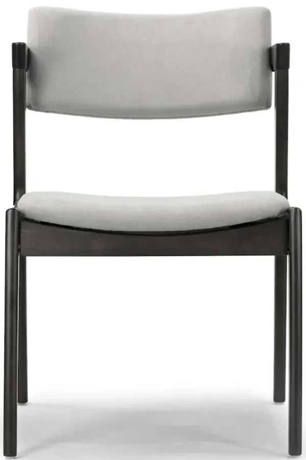 Glamour Home Set of 2 Auden Retro Modern Black Wood Wing Chair with Light Gray Fabric Seat