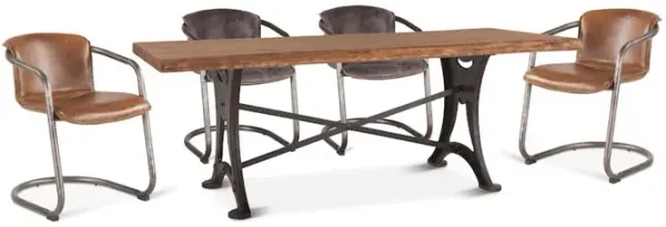 World Interiors Blayne 72-Inch Live Edge Dining Table with Antique Zinc Base