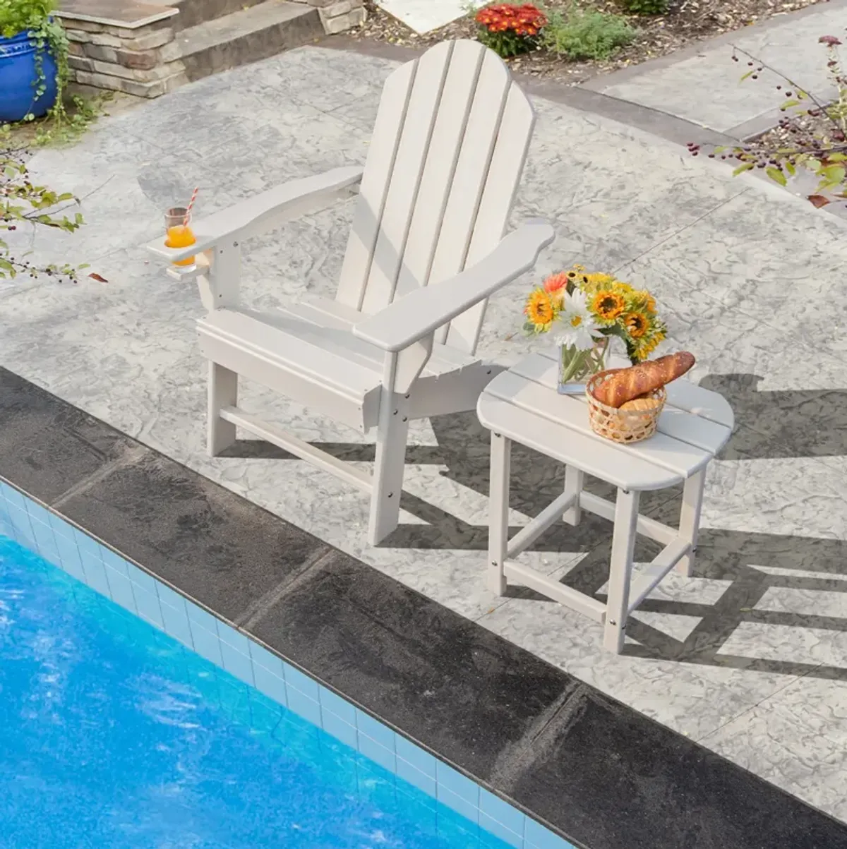 2-Pieces Adirondack Outdoor Side Table for Patio and Garden