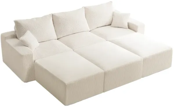 Merax 110" L-Shaped Corduroy Sectional Sofa