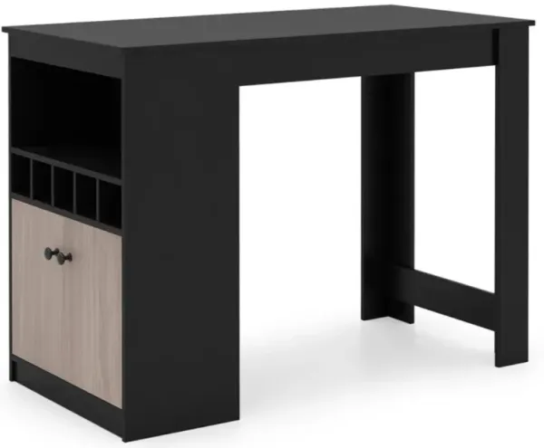 Hivvago 48 Inch Bar Table with Storage Cabinet and Wine Rack