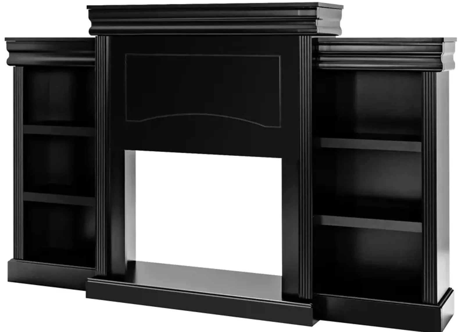 70 Inch Modern Fireplace Media Entertainment Center with Bookcase