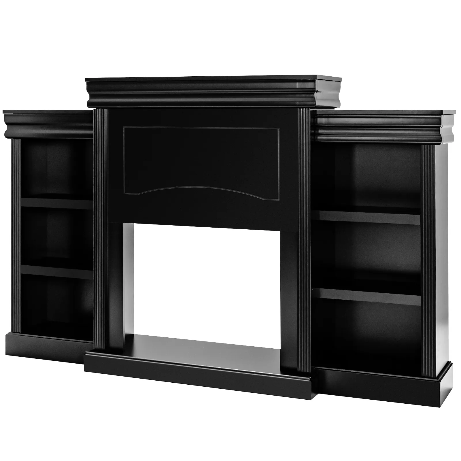 70 Inch Modern Fireplace Media Entertainment Center with Bookcase