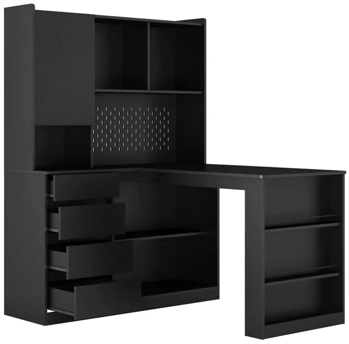 Space-Saving L-Shaped Desk with Ample Workspace, Built-In Charging Station