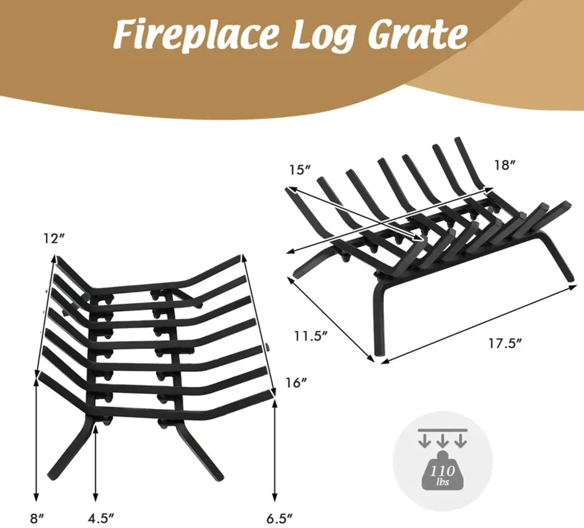 Fireplace Grate for Outdoor Fire Pit