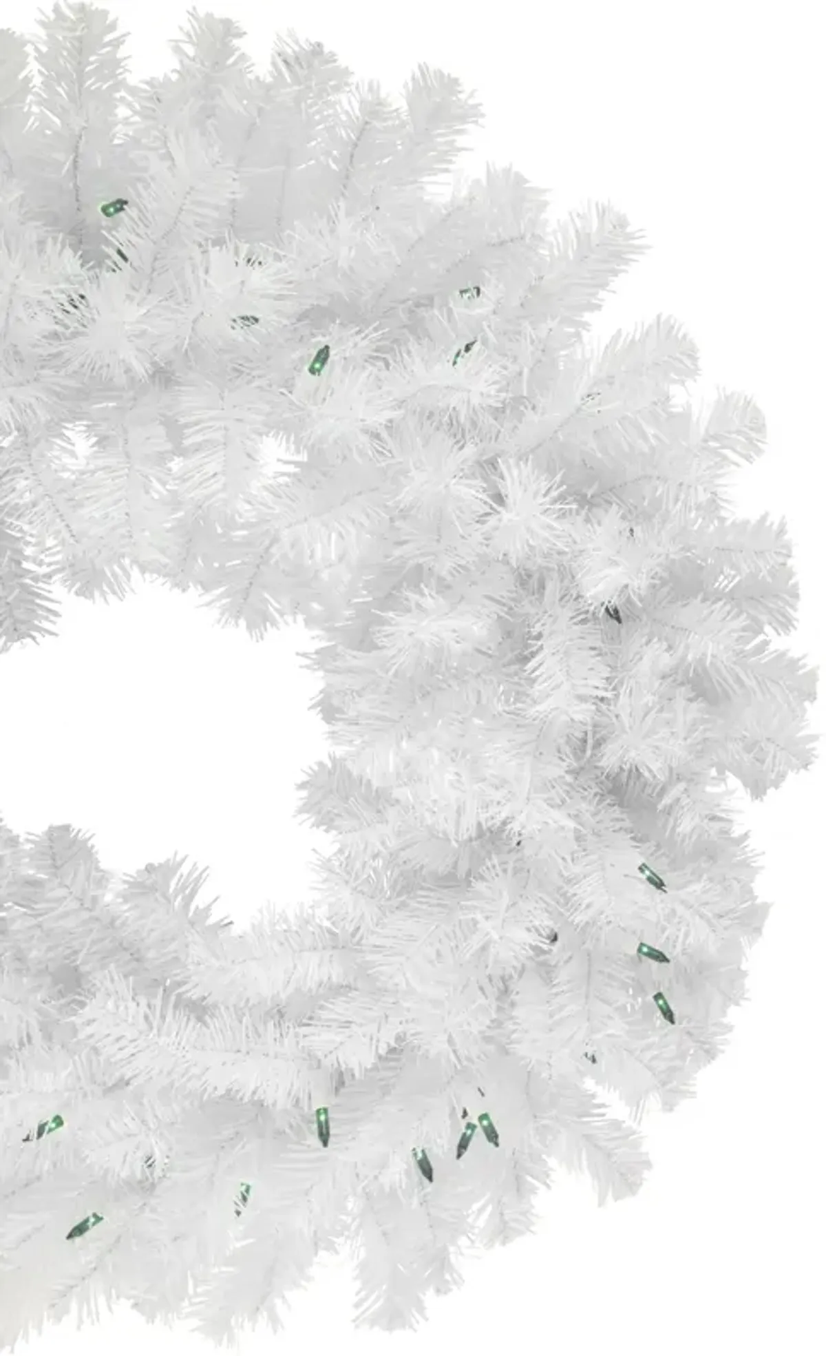 Pre-Lit Geneva White Spruce Artificial Christmas Wreath  24-Inch  Green Lights