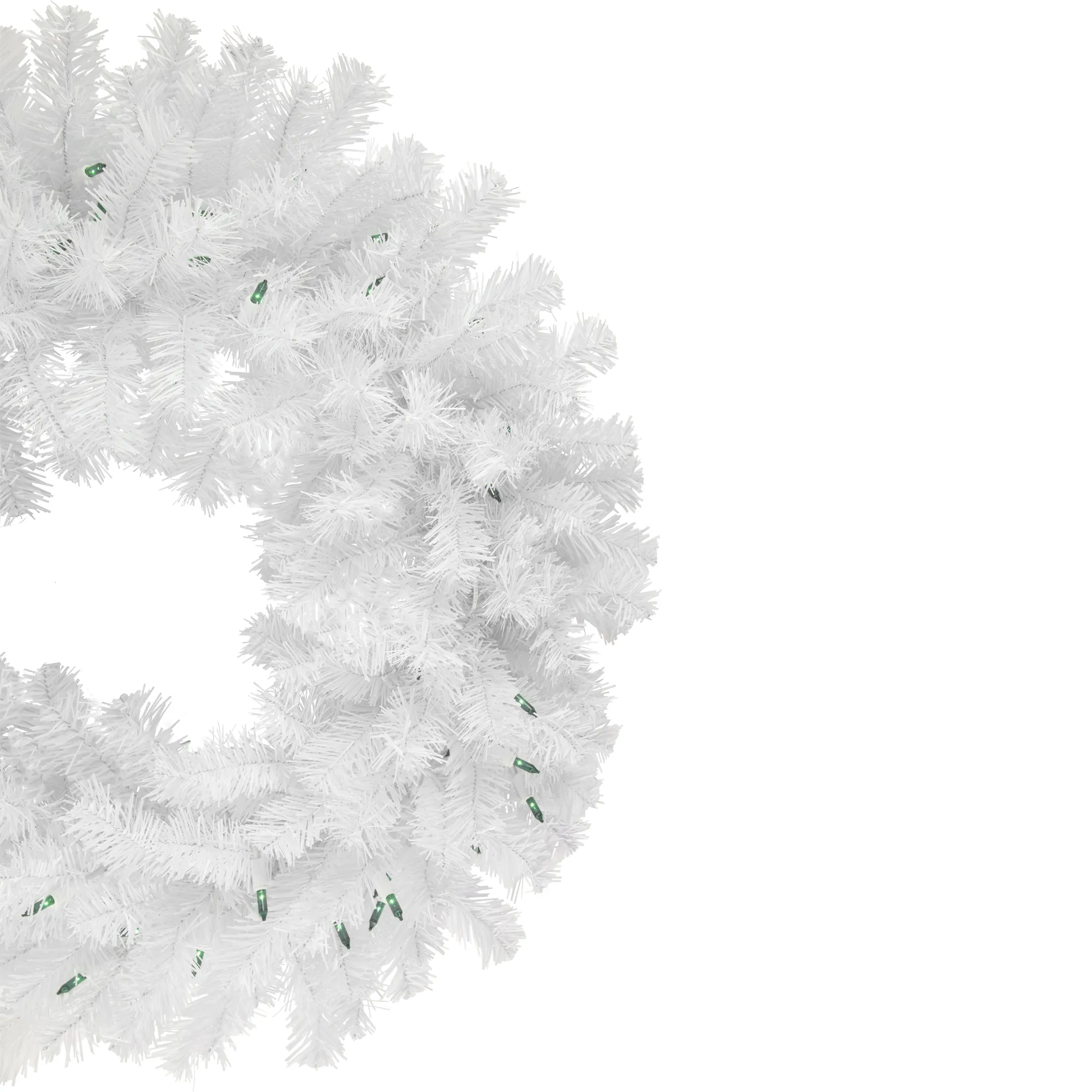 Pre-Lit Geneva White Spruce Artificial Christmas Wreath  24-Inch  Green Lights