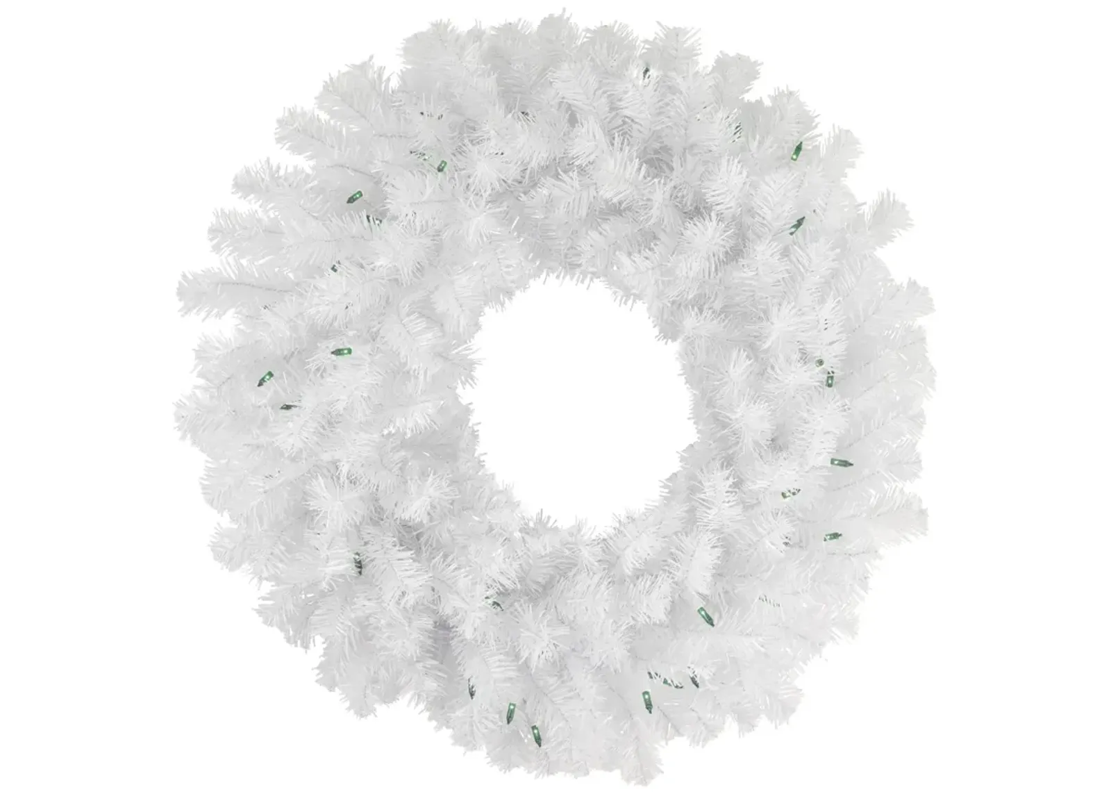 Pre-Lit Geneva White Spruce Artificial Christmas Wreath  24-Inch  Green Lights