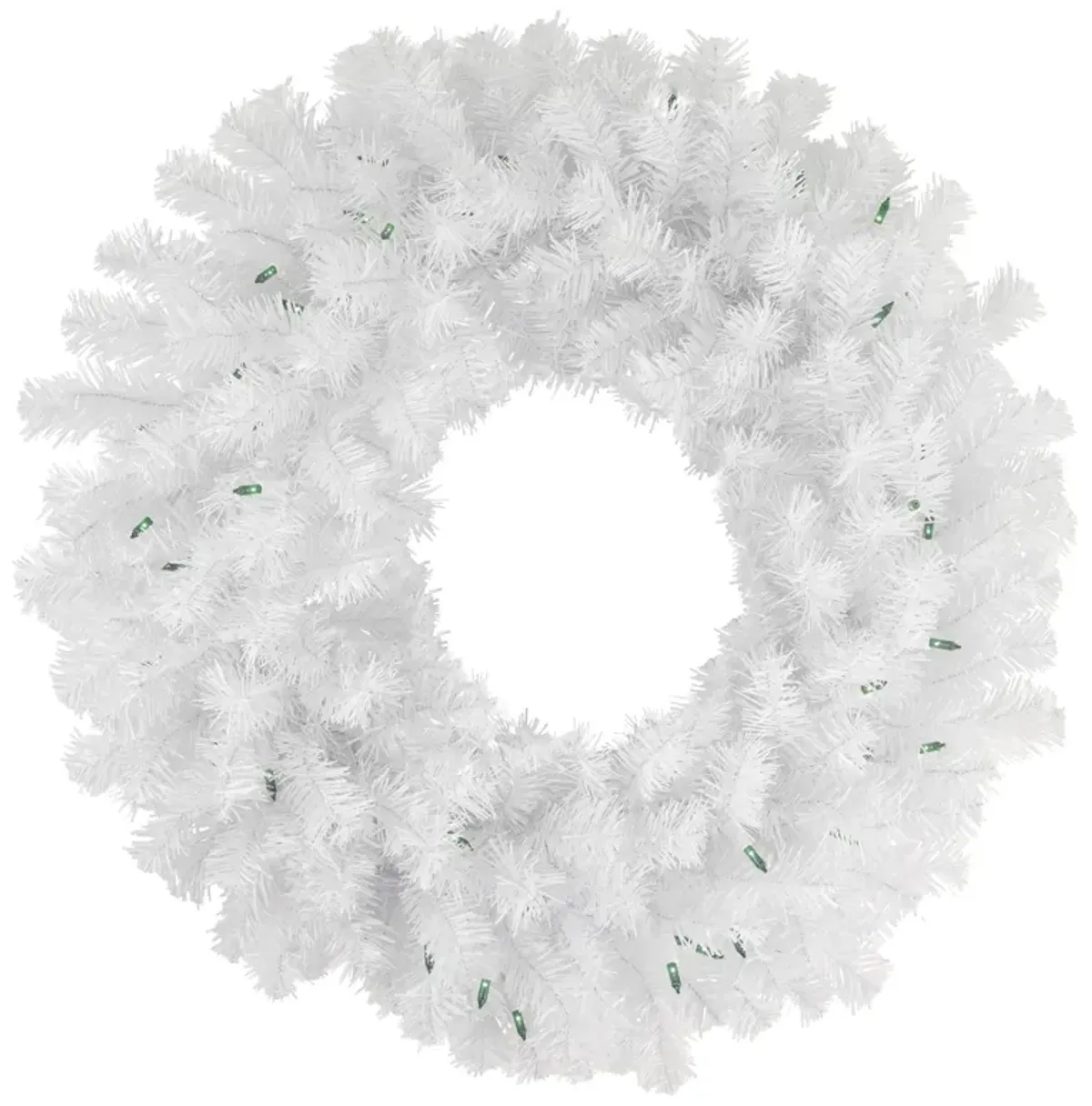 Pre-Lit Geneva White Spruce Artificial Christmas Wreath  24-Inch  Green Lights